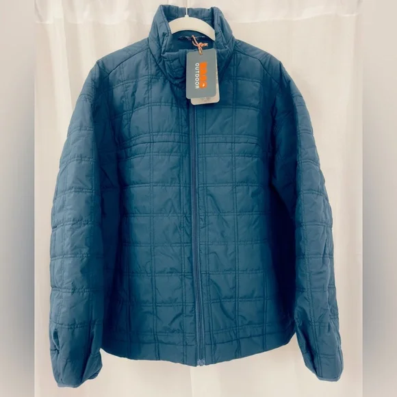 Bass Outdoor Womens Zip Front Quilted Puffer Jacket Navy Oversized Medium NWT - Picture 2 of 12